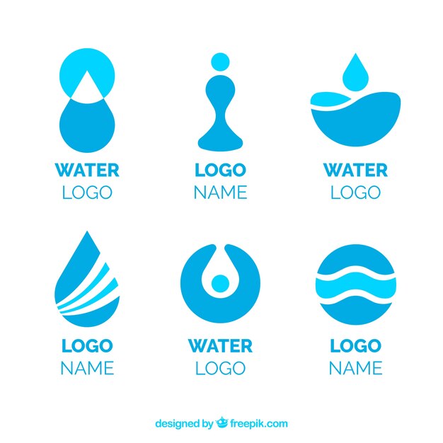 Colección de logotipos de agua para empresas en estilo plano