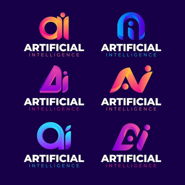 Colección de logotipos ai degradados planos