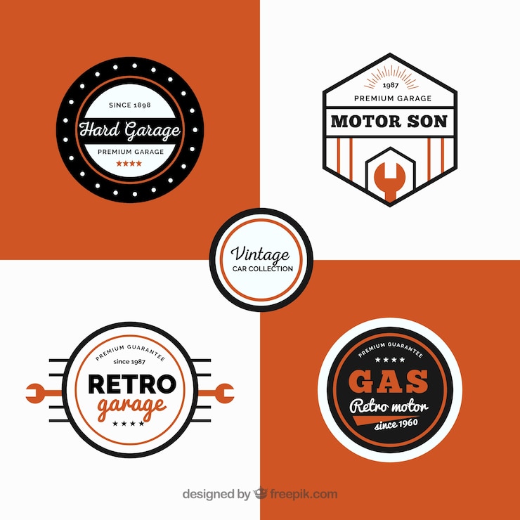 Vector gratuito colección de logotipos de automóviles antiguos