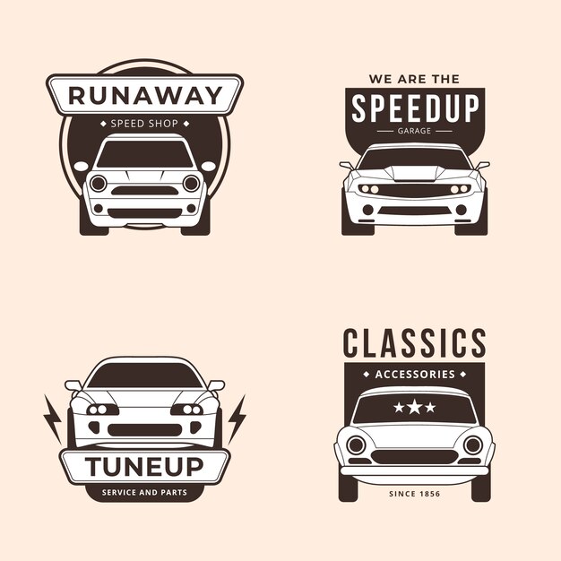 Colección de logotipos de automóviles de diseño plano