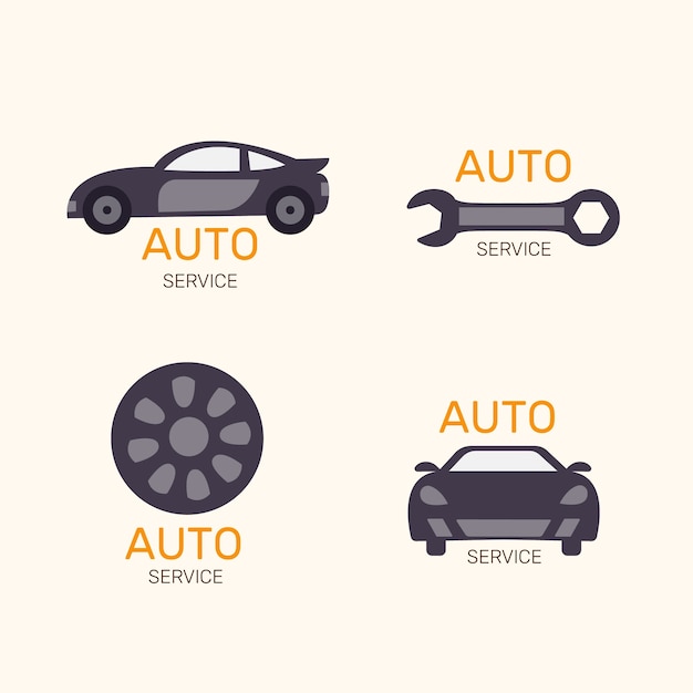 Vector gratuito colección de logotipos de automóviles de diseño plano
