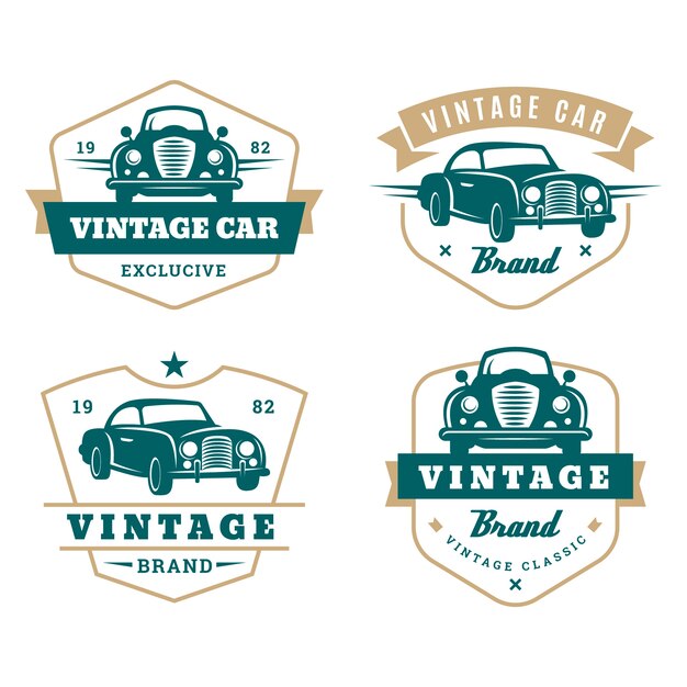 Colección de logotipos de automóviles de estilo vintage