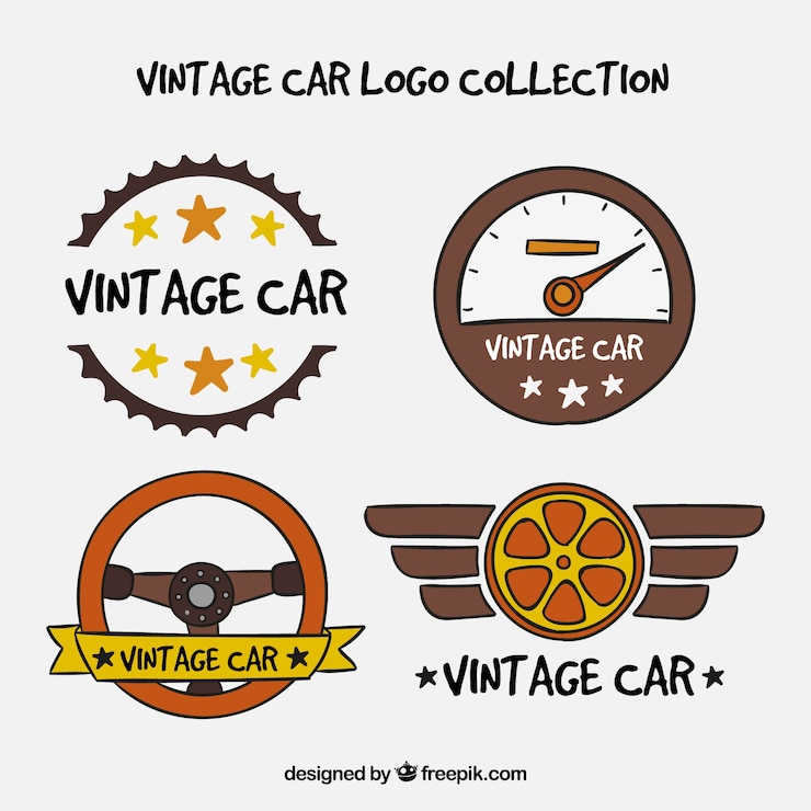 Vector gratuito colección de logotipos de autos antiguos