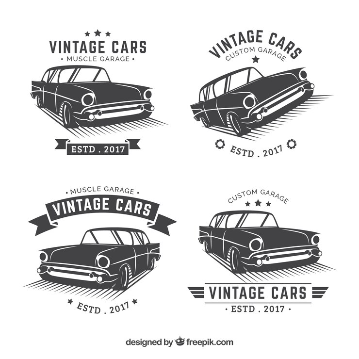Vector gratuito colección de logotipos de autos antiguos