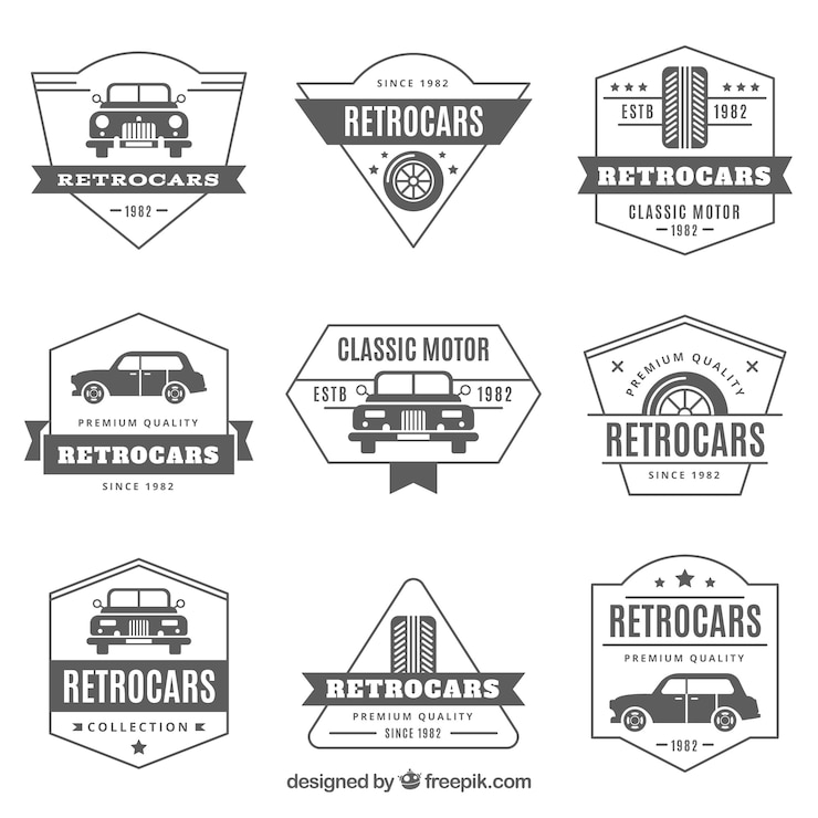 Vector gratuito colección de logotipos de autos antiguos