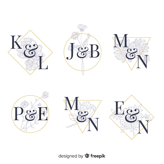 Colección de logotipos de boda monograma