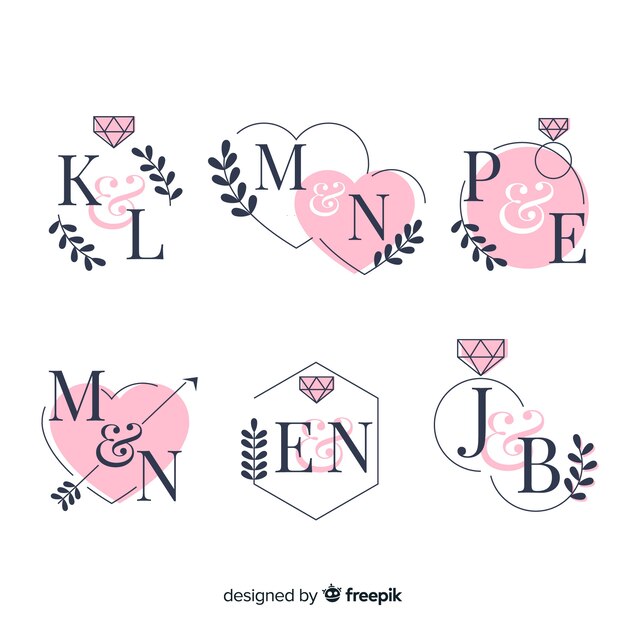 Colección de logotipos de boda monograma
