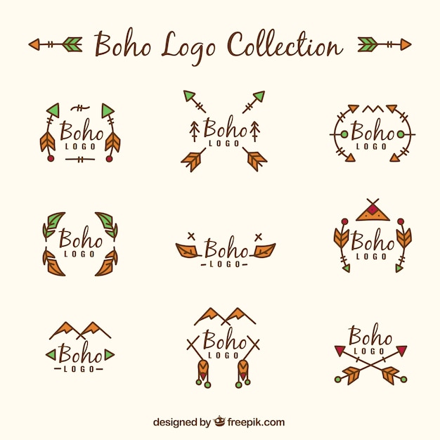 Colección de logotipos boho con detalles de color