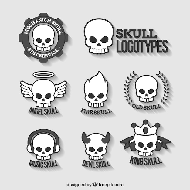 Vector gratuito colección de logotipos de calavera