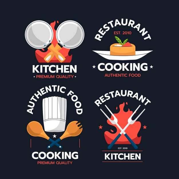 Colección de logotipos de chef de diseño plano