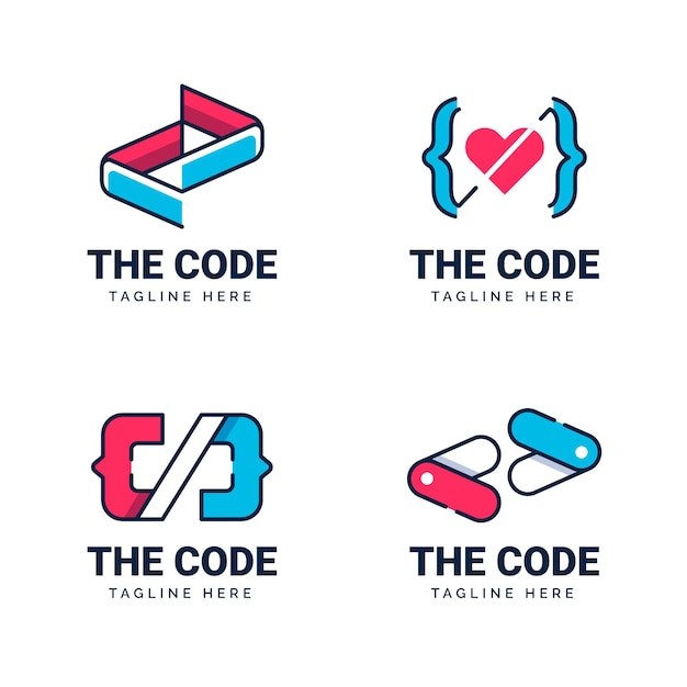 Vector gratuito colección de logotipos de código plano