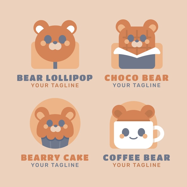 Colección de logotipos de colores apagados de diseño plano