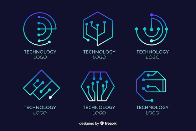Colección de logotipos de concepto de tecnología gradiente