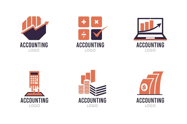 Colección de logotipos contables planos