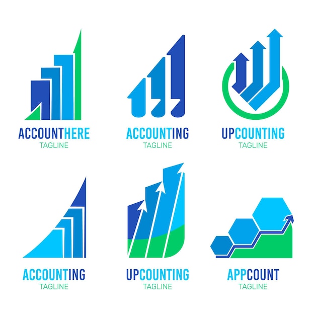 Colección de logotipos contables planos