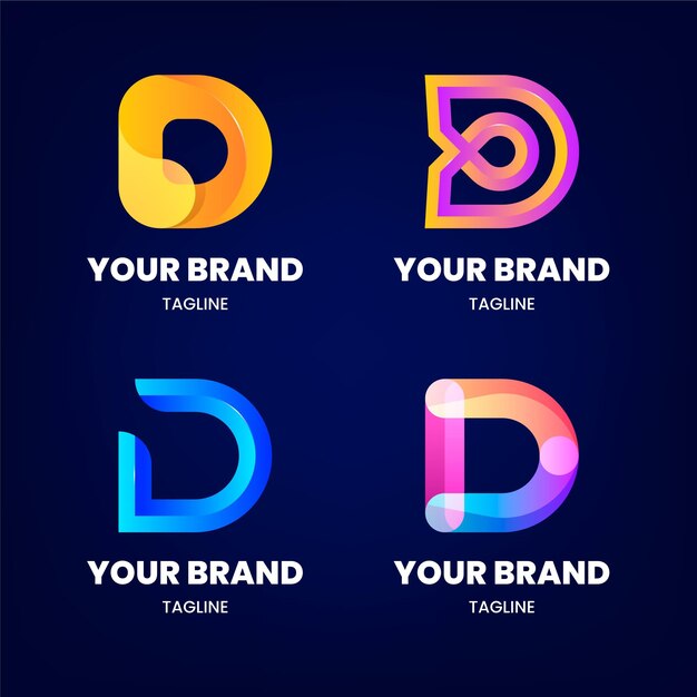 Colección de logotipos d de colores degradados