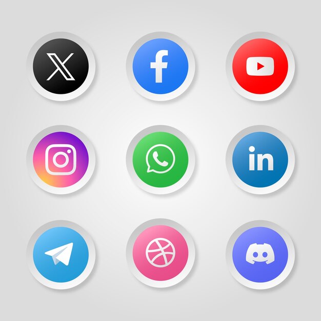 Colección de logotipos degradados de twitter y otras aplicaciones de redes sociales