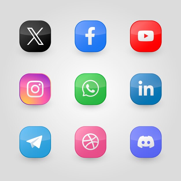 Colección de logotipos degradados de twitter y otras aplicaciones de redes sociales