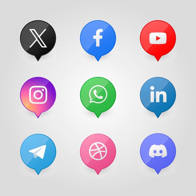 Colección de logotipos degradados de twitter y otras aplicaciones de redes sociales