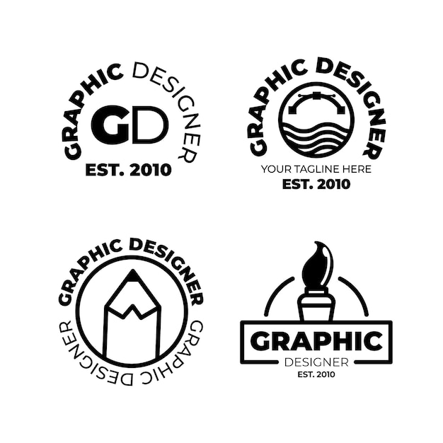 Colección de logotipos de diseñadores gráficos de diseño plano