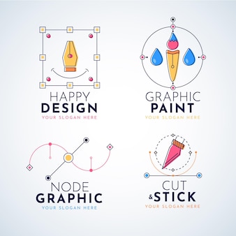 Colección de logotipos de diseñadores gráficos de diseño plano