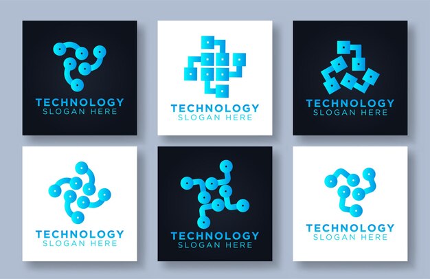 Colección de logotipos de diseño de logotipo de circuito de tecnología tecnológica