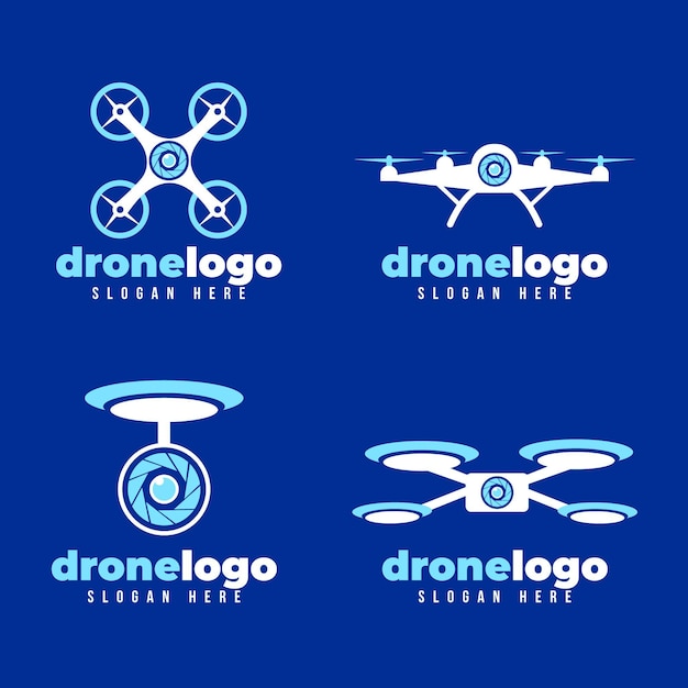 Colección de logotipos de drones de diseño plano