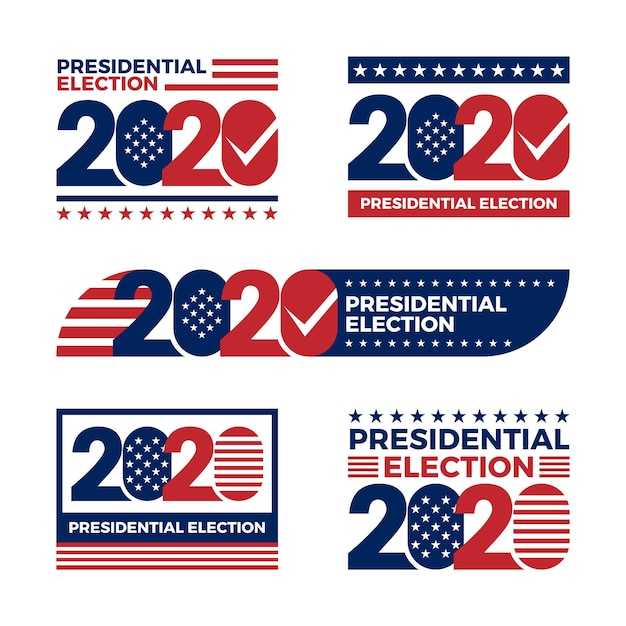 Vector gratuito colección de logotipos de elecciones presidenciales de ee. uu. 2020