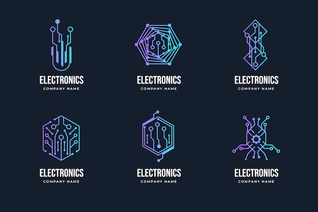 Vector gratuito colección de logotipos de electrónica degradada