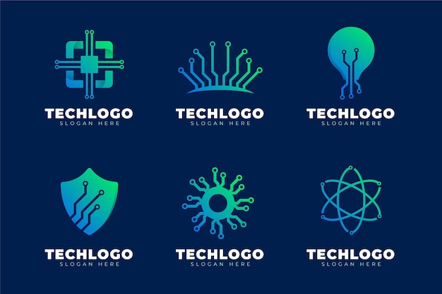 Colección de logotipos de electrónica degradada