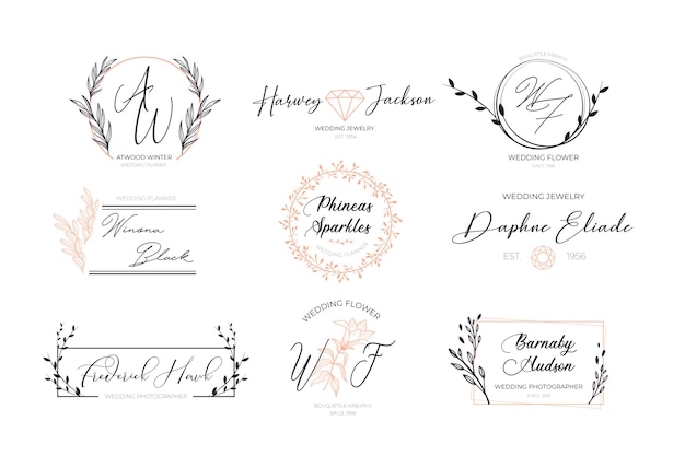 Colección de logotipos elegantes florales