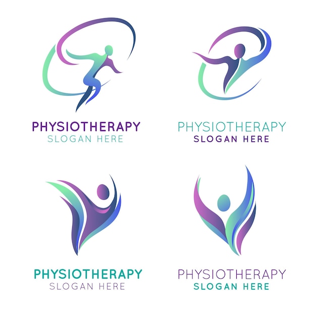 Colección de logotipos de fisioterapia degradados