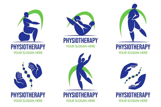 Vector gratuito colección de logotipos de fisioterapia planos