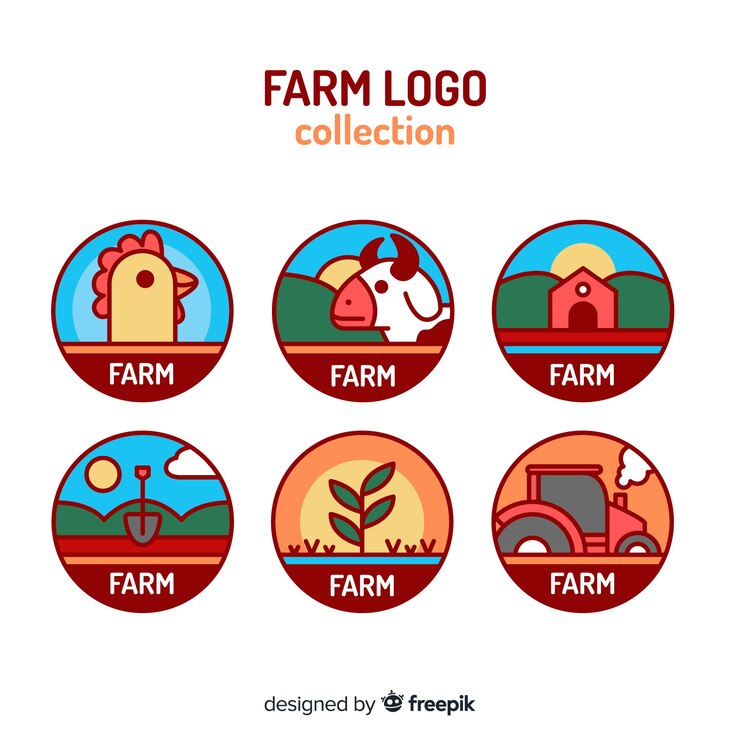 Vector gratuito colección de logotipos flat farm