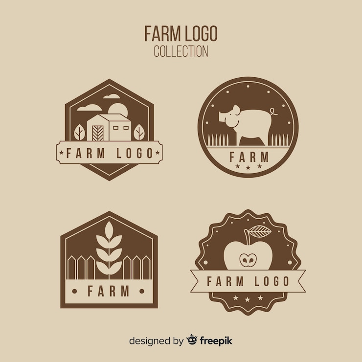 Vector gratuito colección de logotipos flat farm