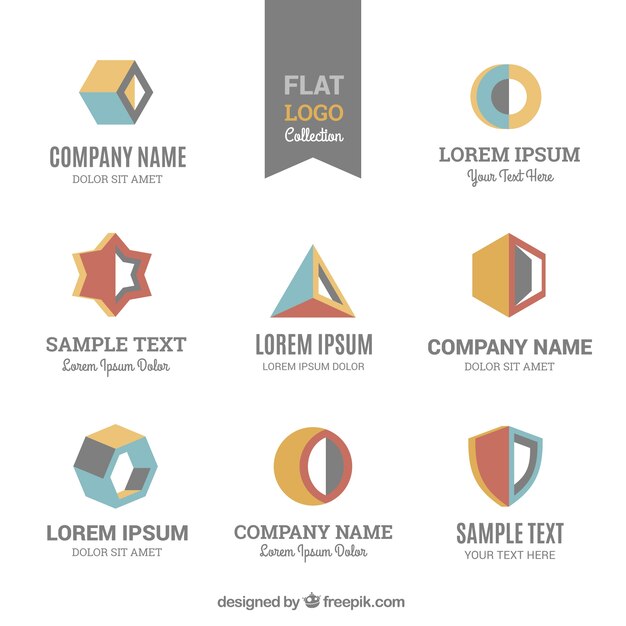 Colección de logotipos geométricos en diseño plano