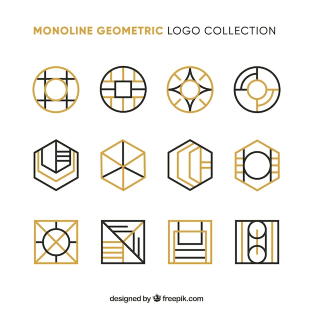 Colección de logotipos geométricos dorados