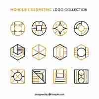 Vector gratuito colección de logotipos geométricos dorados