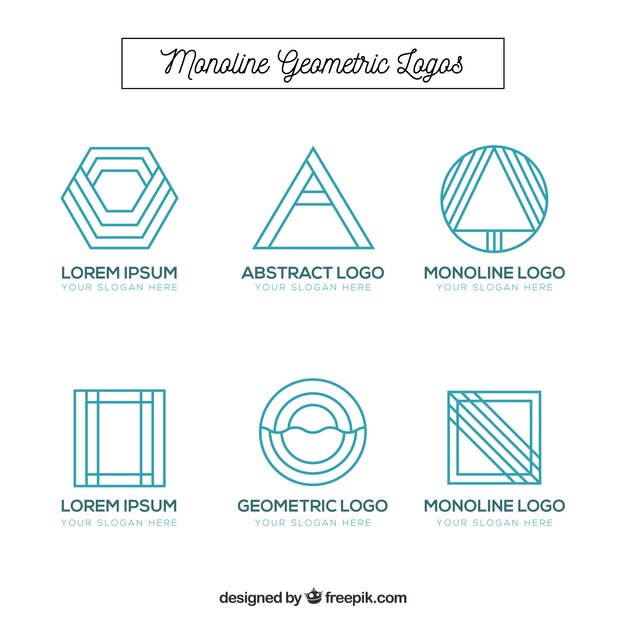Colección de logotipos geométricos monoline