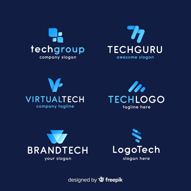 Colección de logotipos gradientes de tecnología
