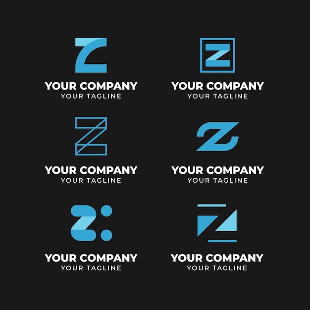 Colección de logotipos de letras z de diseño plano