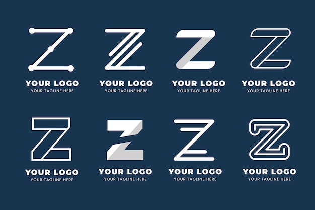 Vector gratuito colección de logotipos de letras z de diseño plano