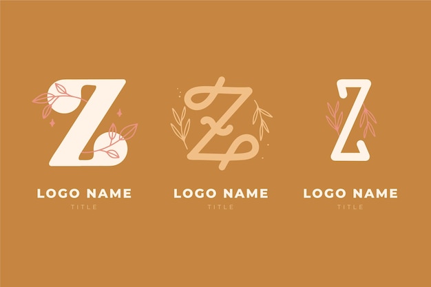 Colección de logotipos de letras #z pintados a mano