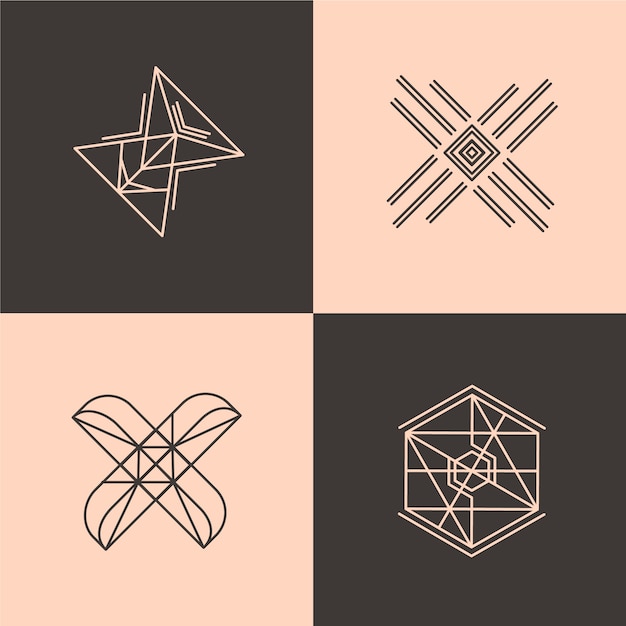 Vector gratuito colección de logotipos lineales abstractos