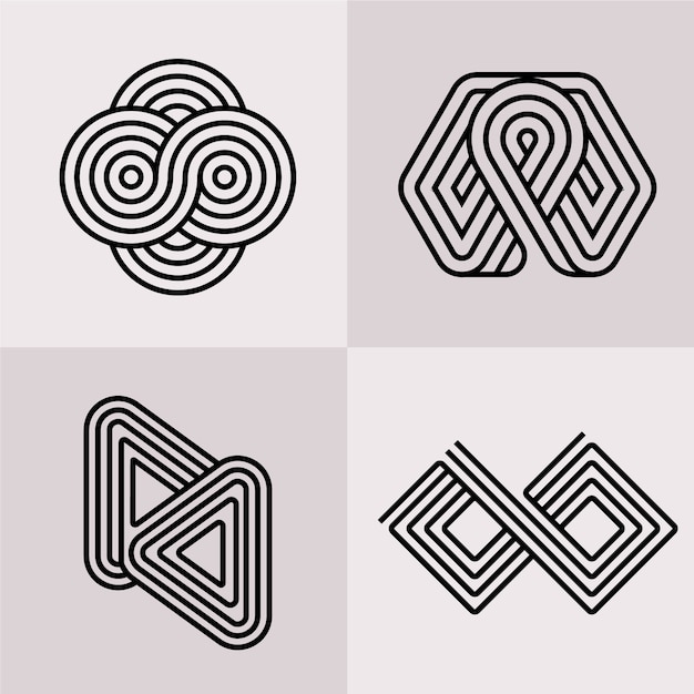Colección de logotipos lineales abstractos