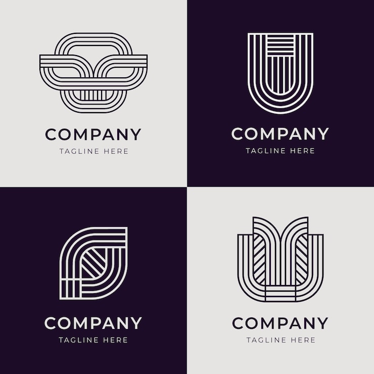 Vector gratuito colección de logotipos lineales abstractos