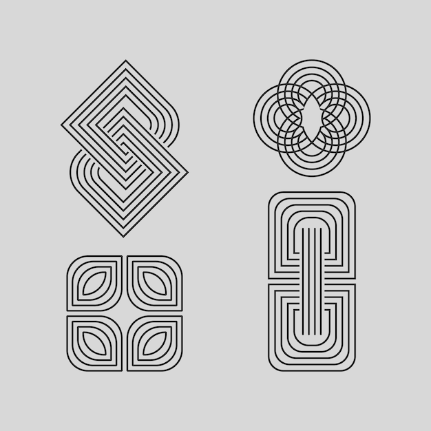 Colección de logotipos lineales abstractos