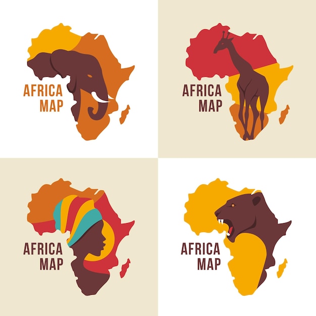 Vector gratuito colección de logotipos de mapas de áfrica