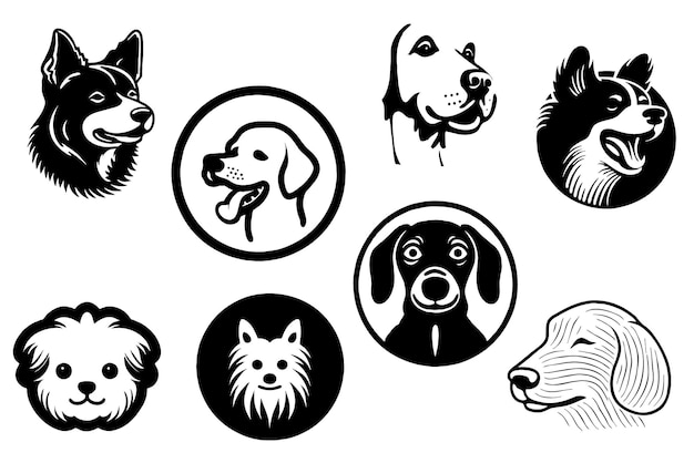 Vector gratuito colección de logotipos de mascotas planas
