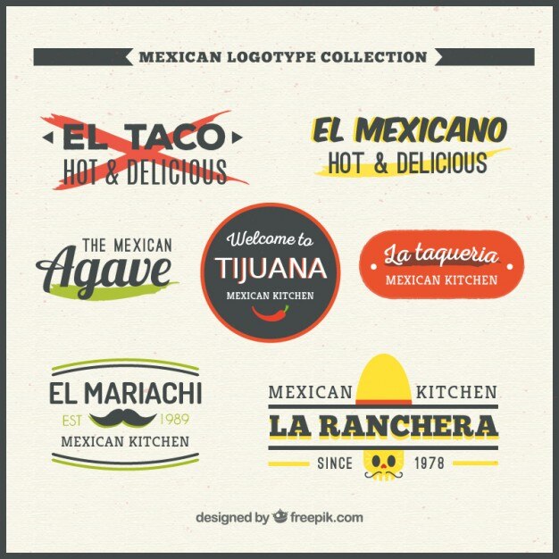 Vector gratuito colección de logotipos mexicanos planos bonitos